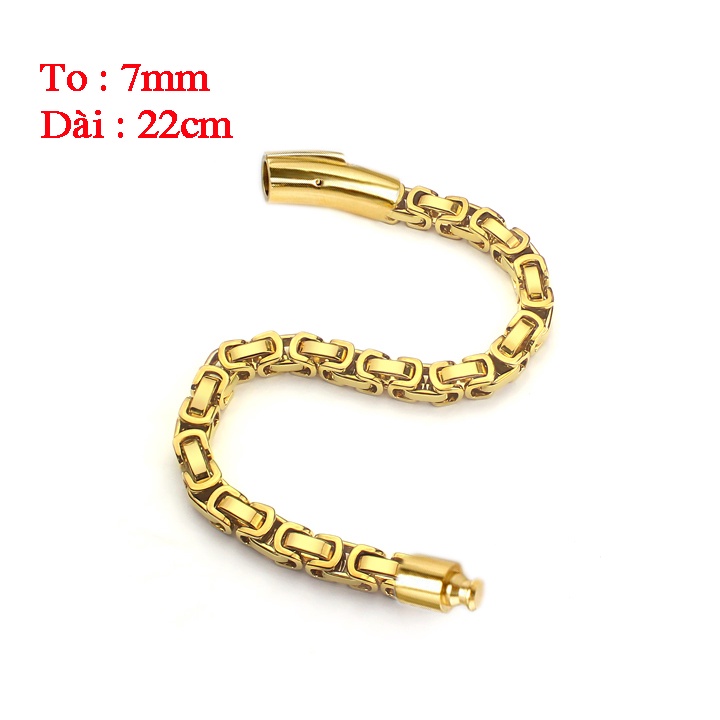 Lắc tay inox cao cấp kiểu ziczac 7mm khóa gài màu vàng sang trọng đem đến phong độ cho người đeo