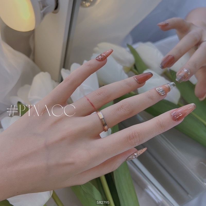 Set nhẫn titan, bộ nhẫn 3 chiếc rời siêu mảnh đơn giản .PTNACC.