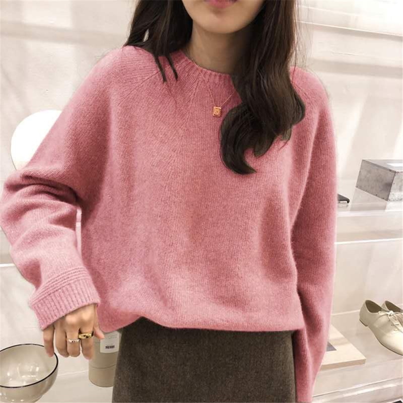 Áo Sweater Cổ Tròn Dáng Rộng Thiết Kế Mới Thời Trang Mùa Thu Đông Dành Cho Nữ