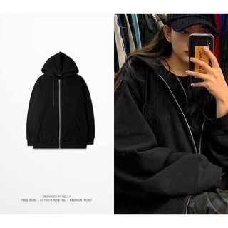 ÁO KHOÁC NỈ DA CÁ HOODIE TRƠN UNISEX NAM NỮ - ÁO KHOÁC ĐÔI BASIC 2 MÀU XÁM ĐEN