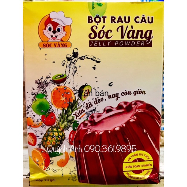 [Mã 77FMCGSALE1 giảm 10% đơn 250K] Bột rau câu Sóc Vàng gói 12g (hộp 10 gói)