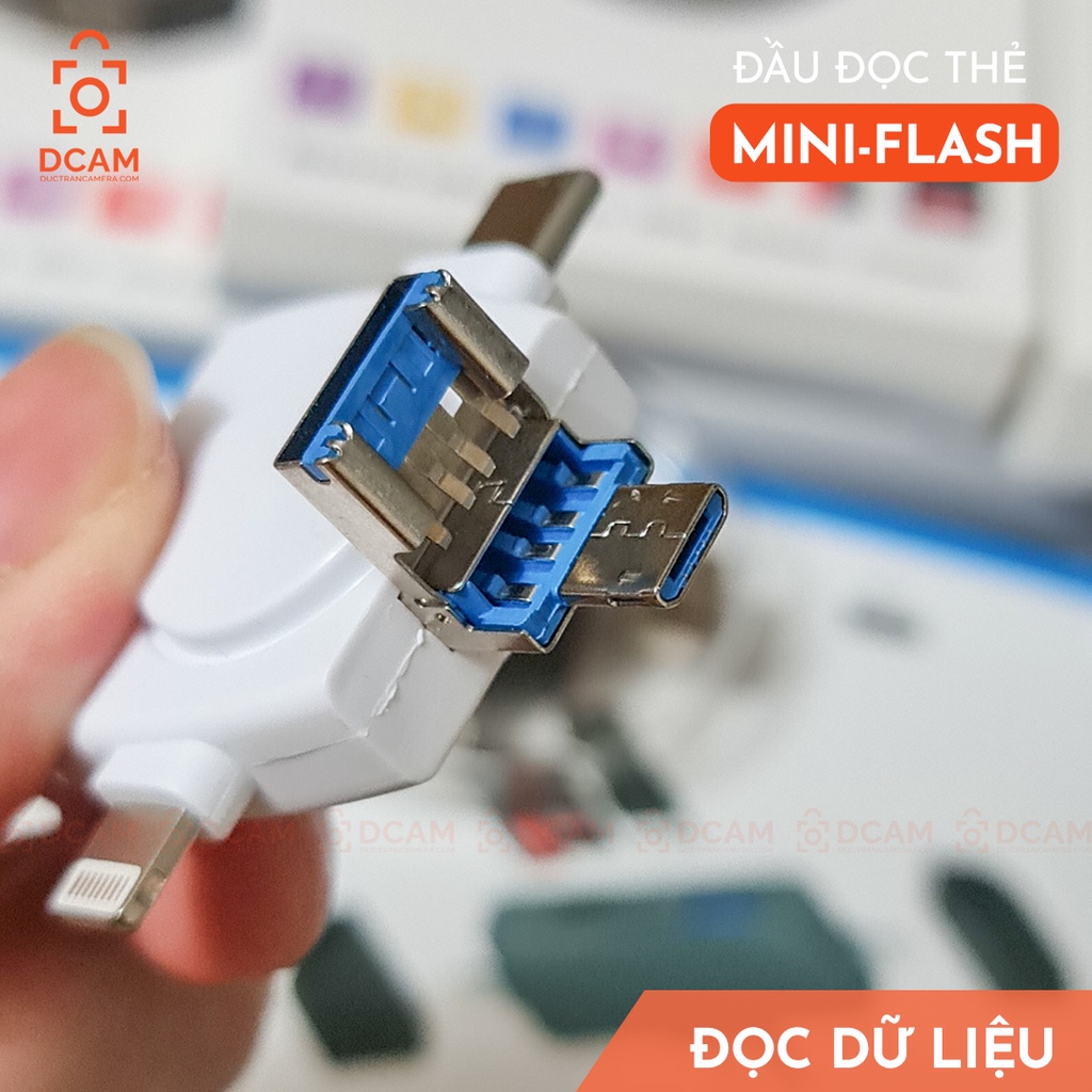 Đầu đọc thẻ MINI FLASH - đọc thẻ nhớ SD, microSD cho Iphone, Android, Laptop - Không cần cài APP