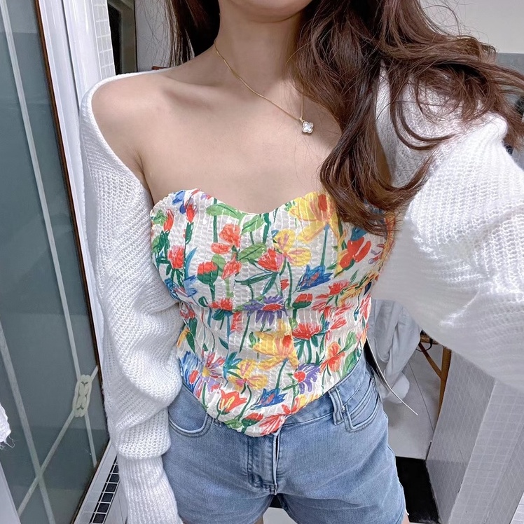 Áo Ngực Mỏng Mùa Hè In Họa Tiết Hoa Gợi Cảm Kiểu Pháp Mới Cho Nữ