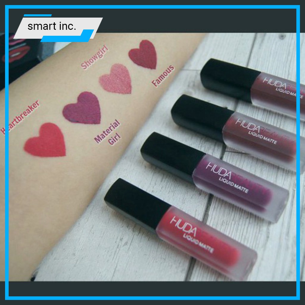 4 Son Môi Kem Lì Huda Beauty Liquid Matte 🎀GIÁ RẺ🎀 Đẹp Cao Cấp Loại Tốt Nhất Màu Hồng Đỏ Trầm