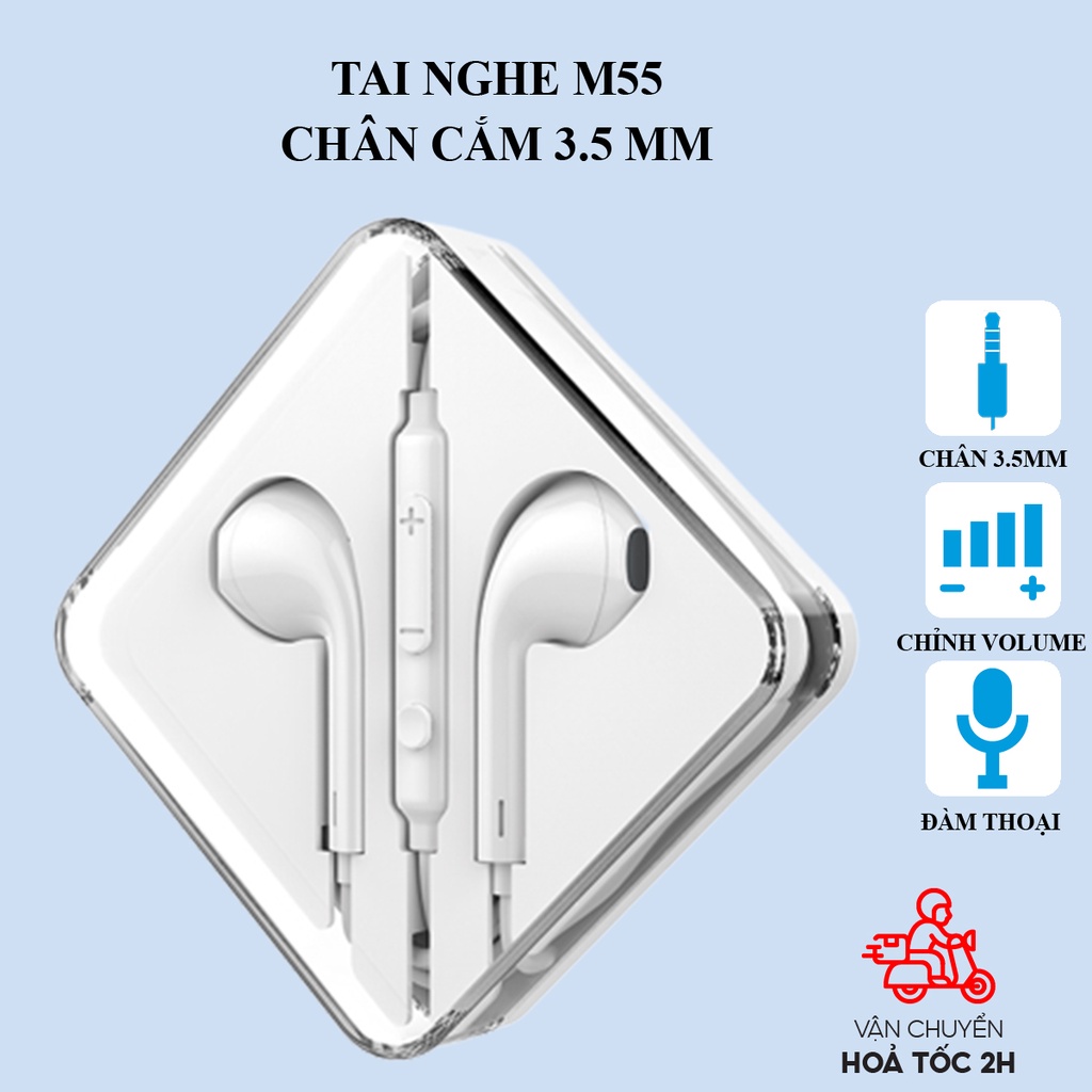Tai nghe IP 5 6 Hoco M55 chân cắm tròn 3.5mm,có mic đàm thoại dành cho 5 6 6S 6Plus 6SPlus, android, máy tính
