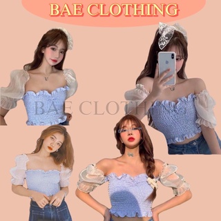 Áo Kiểu CropTop tay phồng thiết kế tiểu thư phần thân áo bo chun co giãn from chuẩn