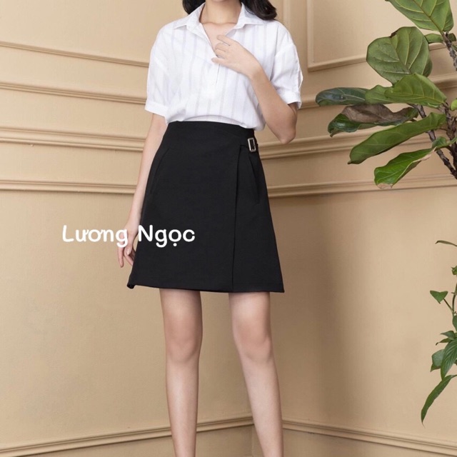Chân váy chữ A vạt lệch phối đai | BigBuy360 - bigbuy360.vn