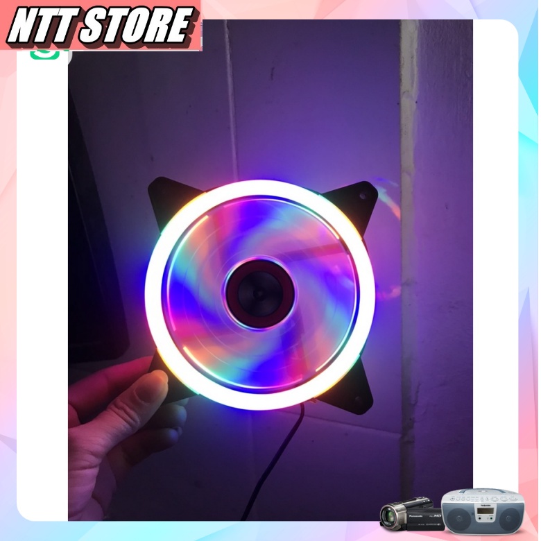 Quạt tản nhiệt làm mát máy tính Fan led case RGB V8 cắm nguồn trực tiếp không cần Hub hàng chính hãng - NTT Store