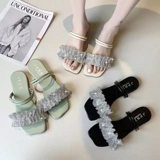 Hàng mới về ...sandal vòng đính đá / giầy cao gót đính đá /dép sandal dây ngọc/sandal đính đá nhân tạo