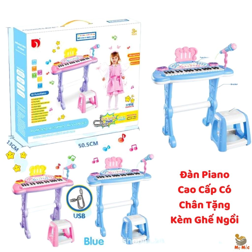 Đồ Chơi Đàn Piano Điện Tử Cao Cấp Cỡ To Chân Cao Có Ghế Ngồi Và Micro Cho Bé, Shop Mẹ Mốc ,DCG