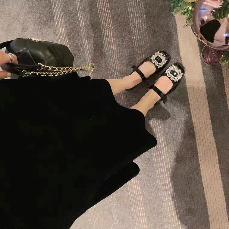 Giày Búp Bê Mũi Vuông Thiết Kế Xinh Xắn Cho Bé Gái