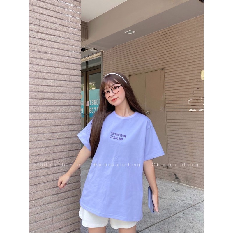 BIBOO - Áo thun tay ngắn thêu chữ TO MY LOVE