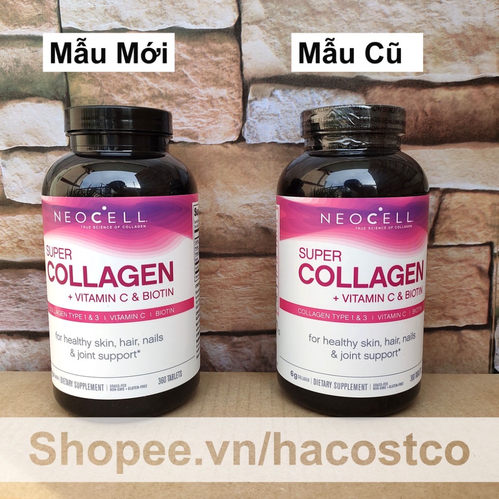 CHỈ HÔM NAY Viên Uống Super Collagen Neocell +C 6000 Mg type 1 - 3 Neocell 360 và 250 viên CHỈ HÔM NAY