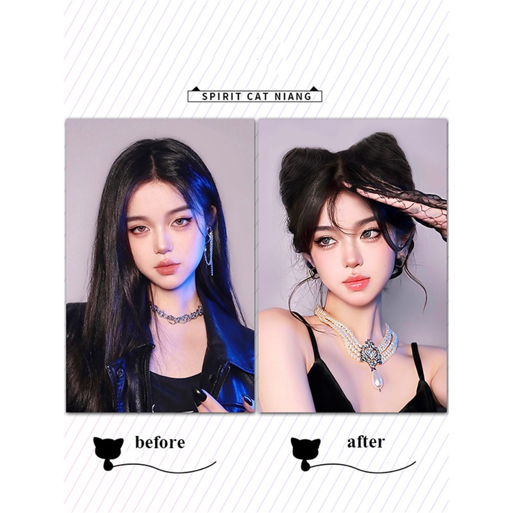 Set 2 Búi Tóc Giả Hình Tai Mèo Dễ Thương Cho Nữ