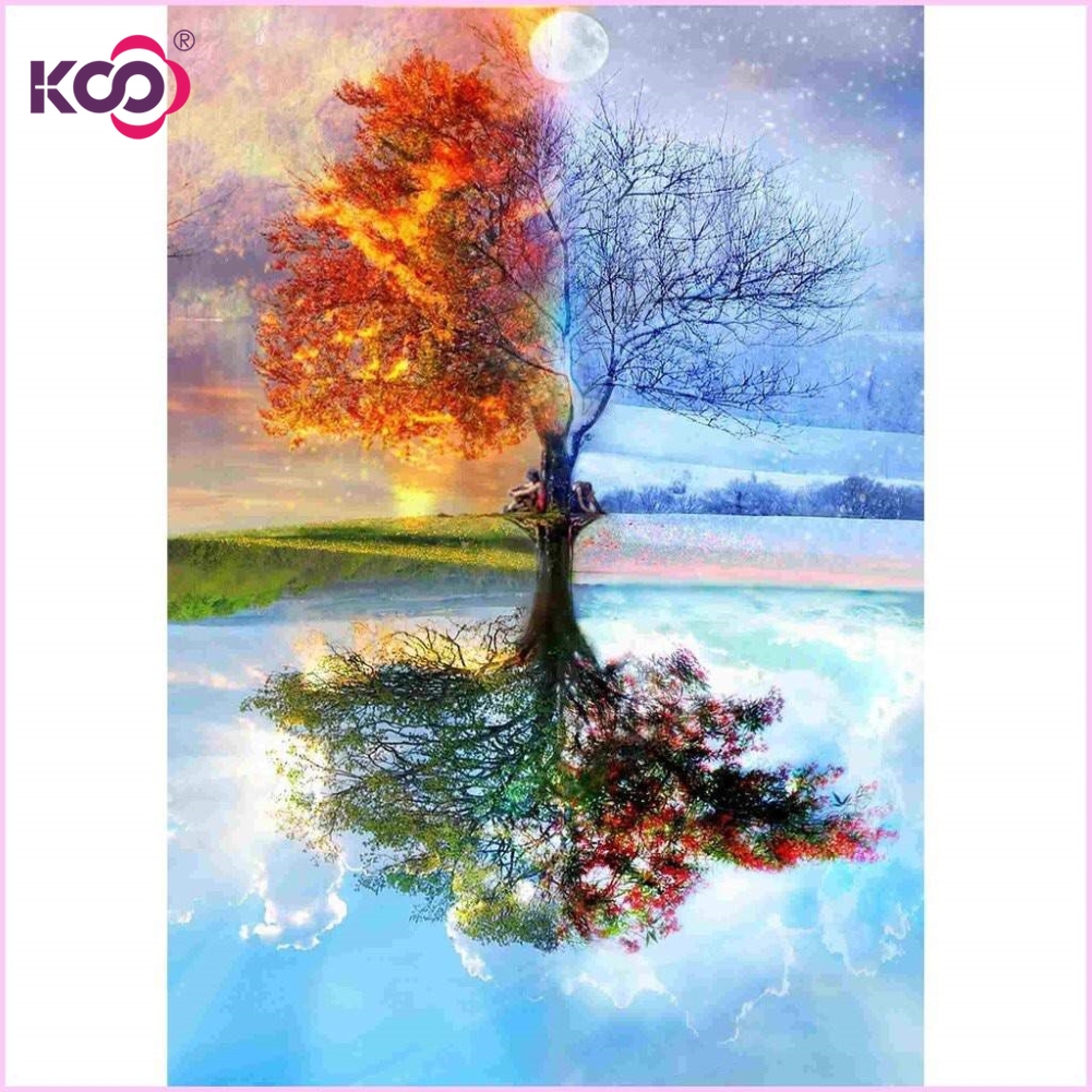 Tranh đính đá 5D tự làm hình cây 30x40cm trang trí nhà cửa