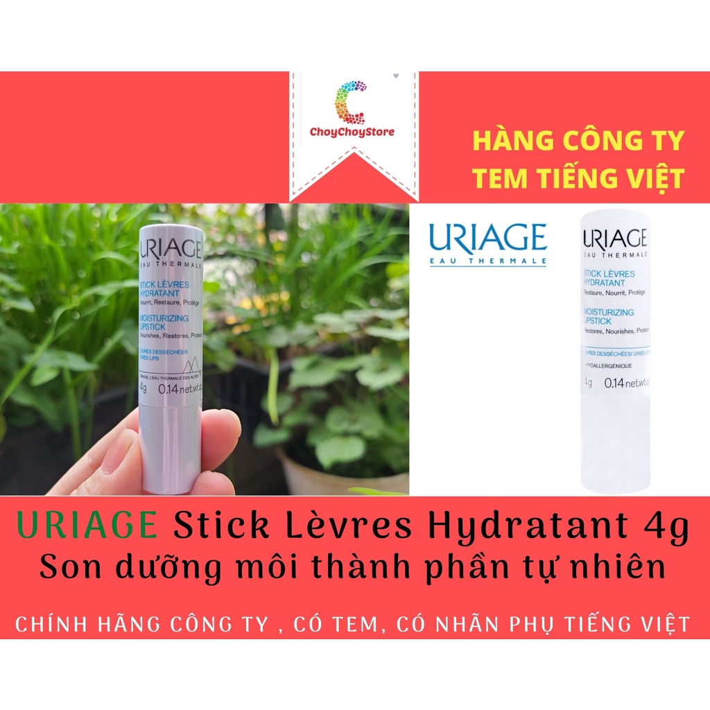 [TEM CTY] URIAGE Moisturizing Lipstick 4g (Uriage Stick Levres Hydratant) - Son dưỡng môi thành phần tự nhiên