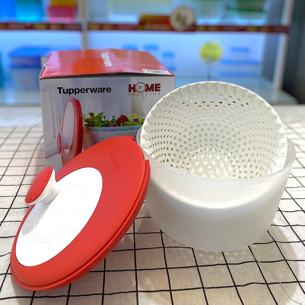 Rổ quay rau, ráo nước Spinning Chef Tupperare chính hãng, hộp bảo quản 2in1