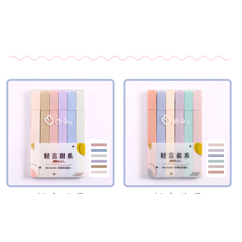 Bút Highlight ♥️HOT TREND♥️ da quang set 6 bút màu sắc dễ sử dụng cho văn phòng trường học
