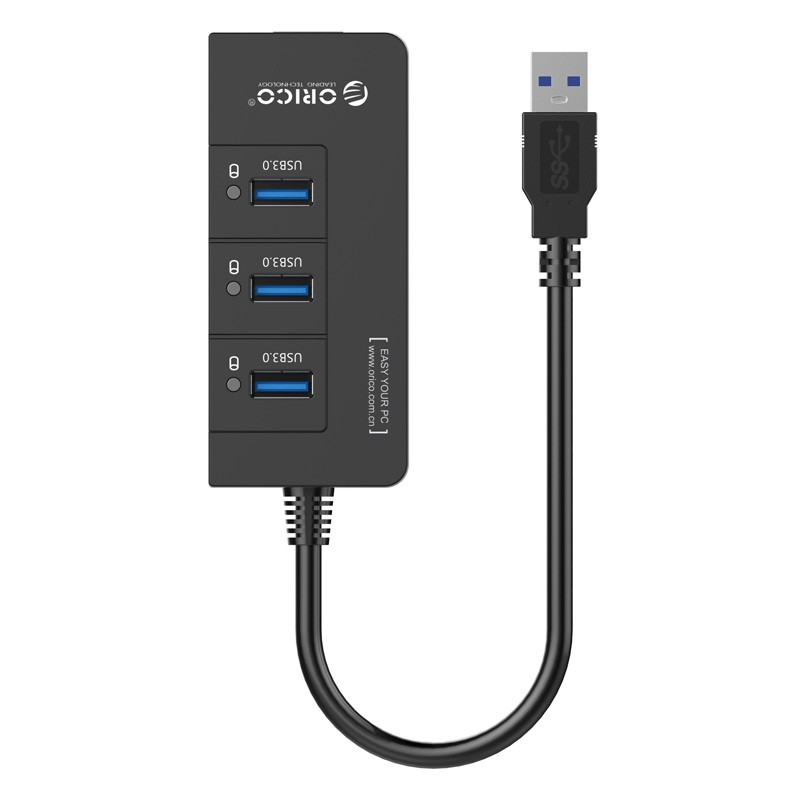 Bộ chia USB HUB 3 cổng USB 3.0 tích hợp cổng Lan Gigabit ORICO HR01-U3-BK( ĐEN) - Nhà Phân Phối Chính Hãng