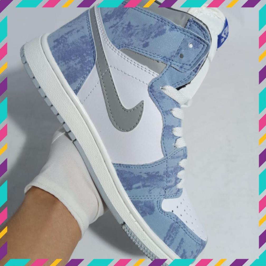 Giày Thể Thao Nam Nữ Sneaker Jordan Cao Cổ Jd 1 Cổ Cao Xanh Loang Hyper [Mẫu Mơi Chuẩn 11 - Full Bill Box] | BigBuy360 - bigbuy360.vn