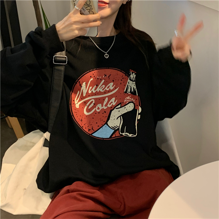 Áo Hoodie Tay Dài In Hình Coca-cola Thời Trang Harajuku Hàn Quốc Cho Nữ 2021