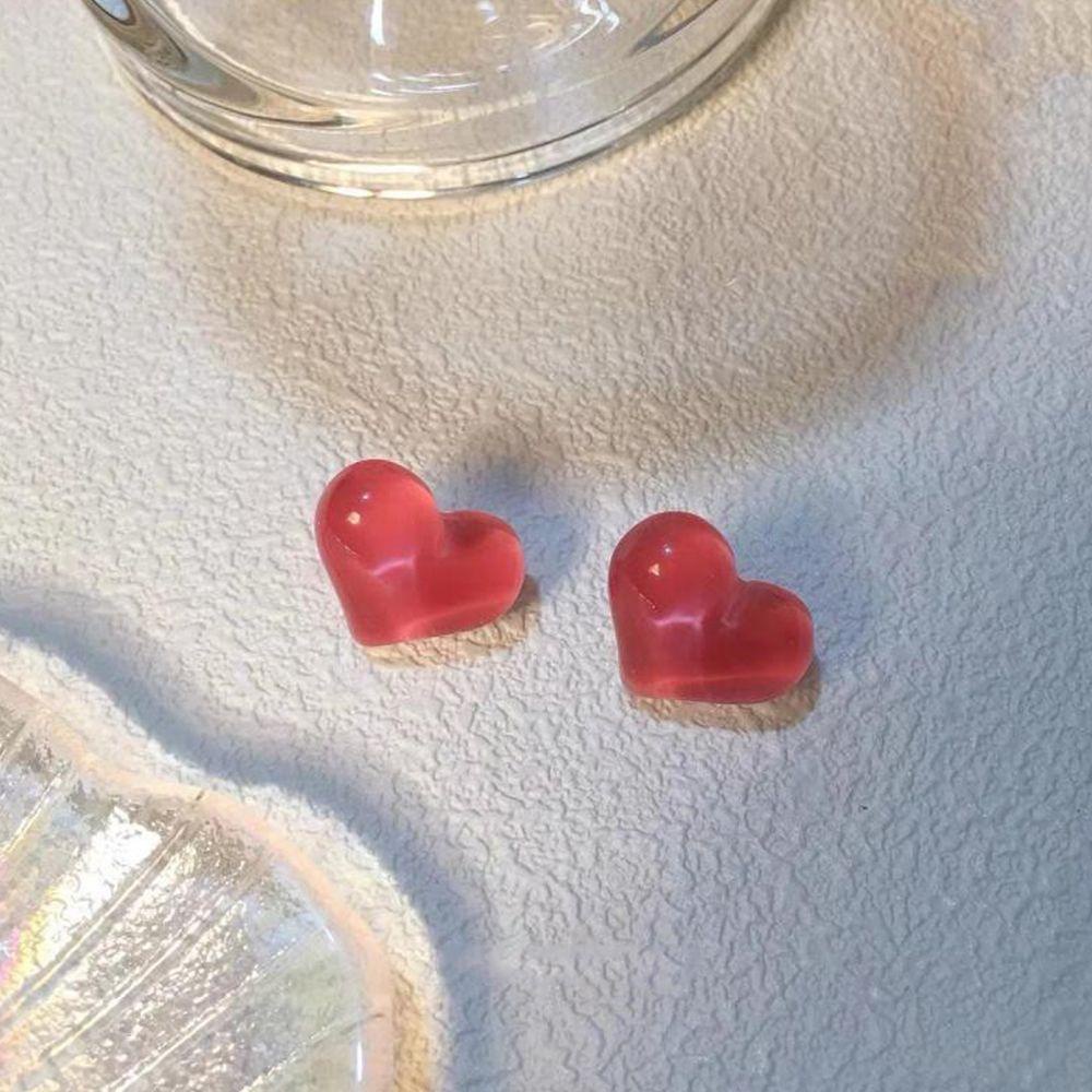 Bông Tai Hình Trái Tim Màu Sắc Đơn Giản Phong Cách Retro Cho Nữ