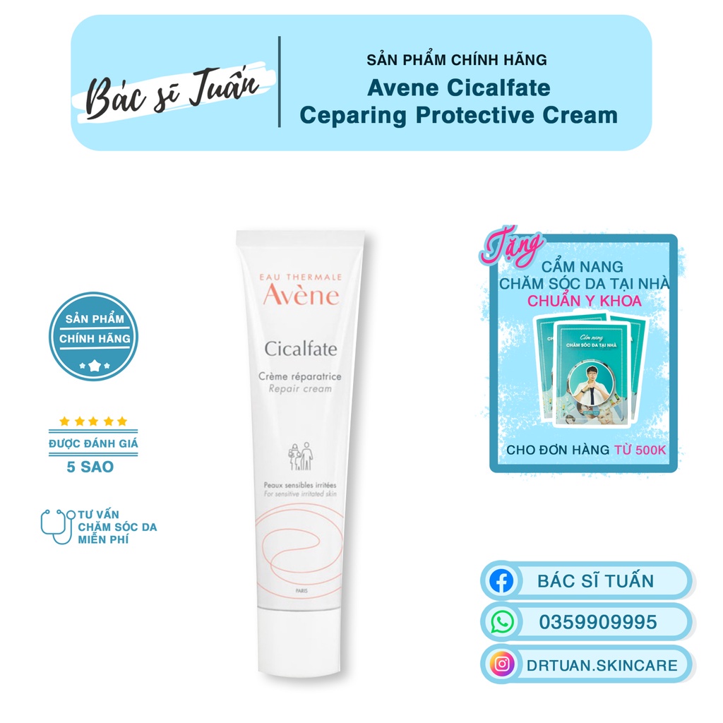 Kem dưỡng phục hồi da và giảm sẹo thâm - Avene Cicalfate reparing protective cream  [CHÍNH HÃNG]