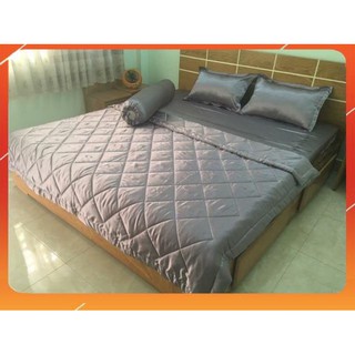 [Sale off] Chăn ga gối phi lụa_L19 (xám ghi)