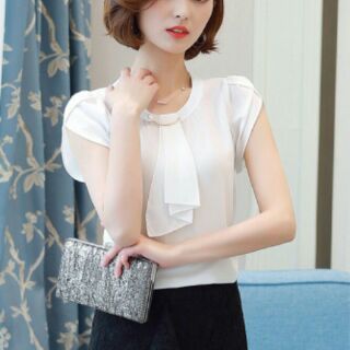 ÁO CỔ TRÒN PHỐI NƠ XỎ KHOEN