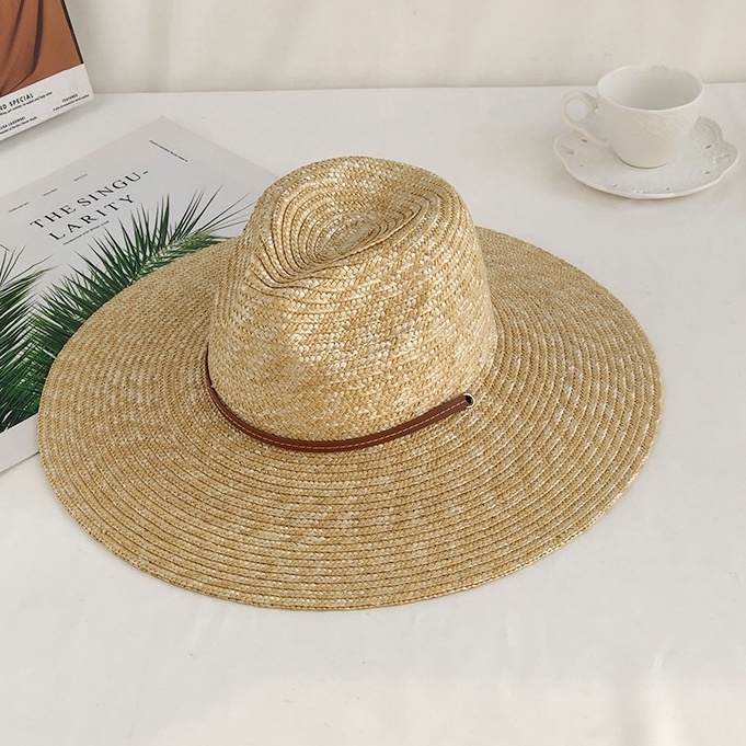 Mũ rơm đi biển Fedora Cowboy - dây da vành rộng - ( hàng loại 1)