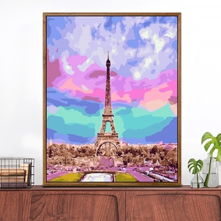 Tranh tô màu theo số┋◎dầu kỹ thuật số tự làm sơn Paris Tháp Eiffel cảnh quan giải nén tay đầy bức tranh trang trí DIY bứ