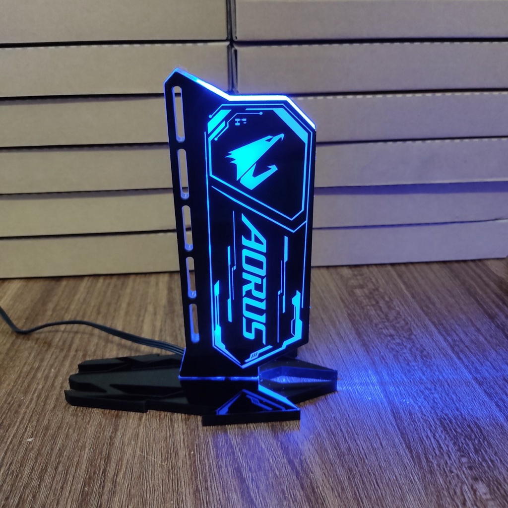 Giá Đỡ VGA Dạng Đứng Hình Họa Tiết Aorus Led ARGB Đồng Bộ Hub Coolmoon, Hub Sync Mainboard