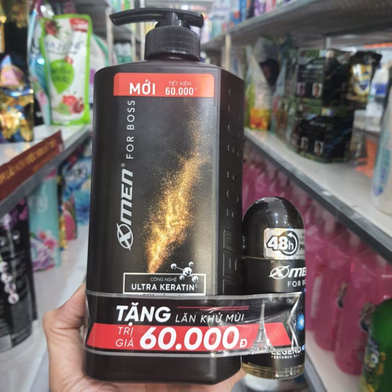 Dầu Gội Nước Hoa X-Men For Boss Luxury (650g) tặng chai lăn khử mùi Xmen For boss