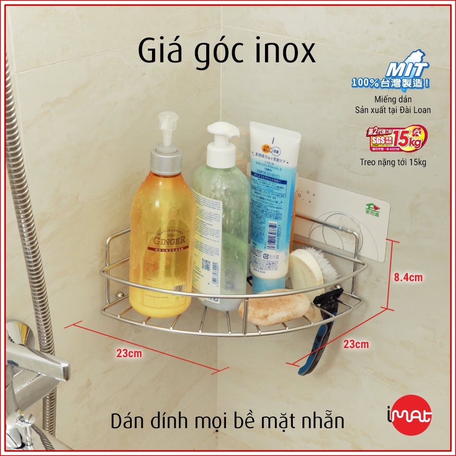 IMat Kệ dán tường nhà bếp, nhà tắm chịu lực siêu dính đa năng, móc treo dán tường cao cấp Happy Home Đài Loan