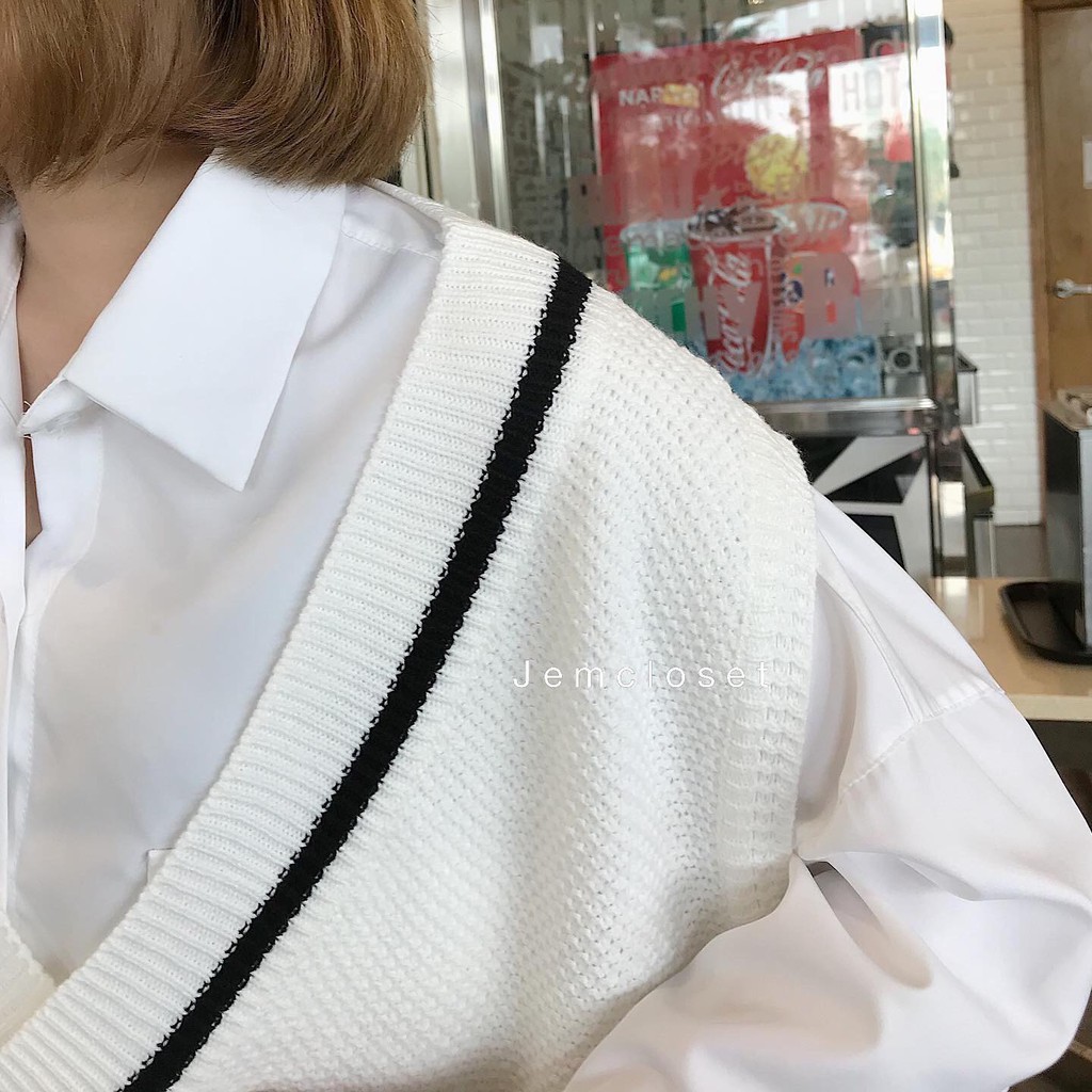 Áo Gile Nữ Dáng Ngắn Ghile Len Trơn Croptop Form Rộng Phong Cách Thời Trang Hàn Quốc Eime 3 Màu Xám Đen Trắng 1754 | BigBuy360 - bigbuy360.vn