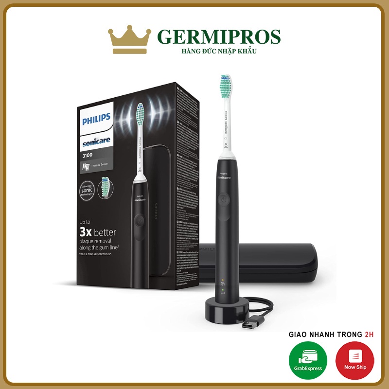 Bàn chải điện Philips HX3673 series 3100 kèm hộp đựng mang đi du lịch, hàng Đức