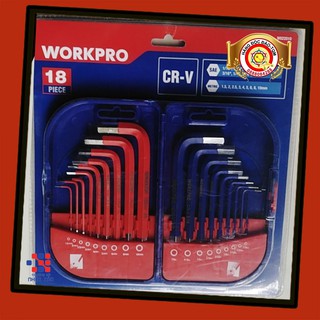 Bộ lục giác ngắn 18 chi tiết Workpro W022010 - bộ dụng cụ sửa chữa đa năng - bộ dụng cụ sửa chữa