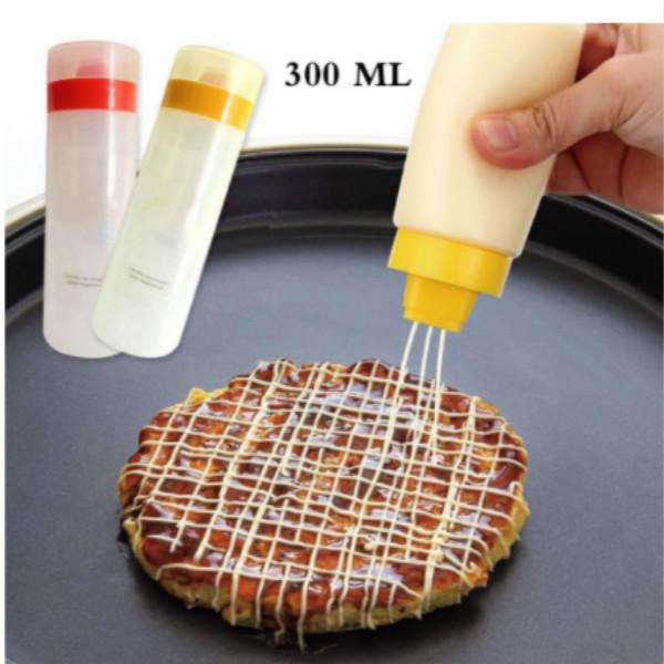 Bình Đựng Nước Sốt Salad 4 Lỗ Bằng Nhựa Tiện Dụng Cho Ketchup Mayo