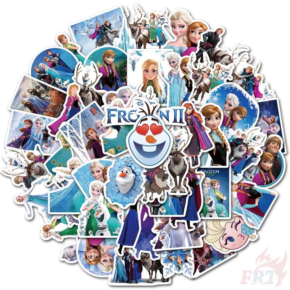 Set 50 nhãn dán phong cách Frozen Series 01 hình công chúa Anna Elsa đáng yêu dùng trang trí đa dạng