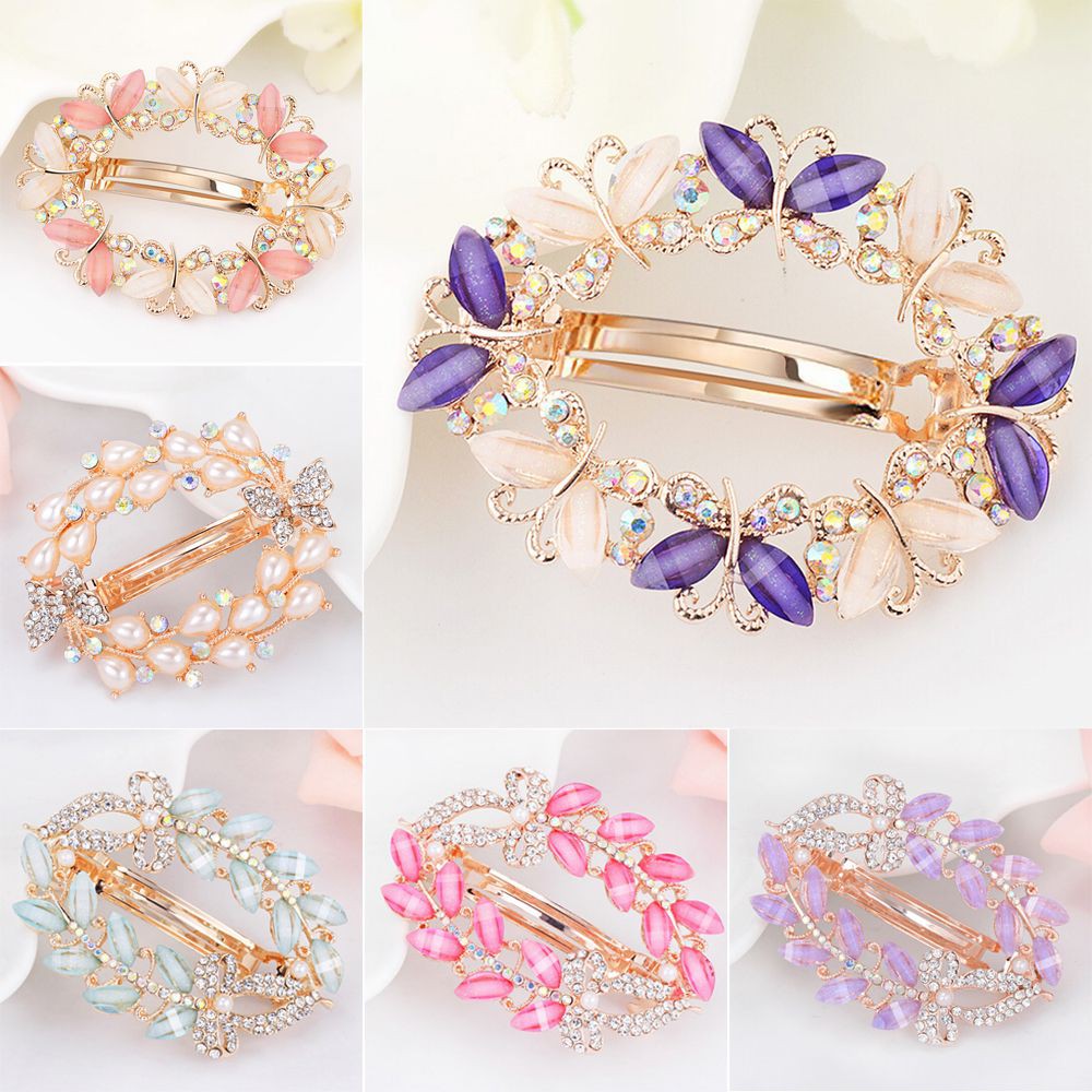 Kẹp tóc đính đá hình hoa xinh xắn dành cho nữ