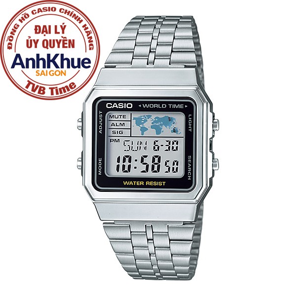 Đồng hồ unisex dây kim loại Casio chính hãng Anh Khuê A500WA-1DF