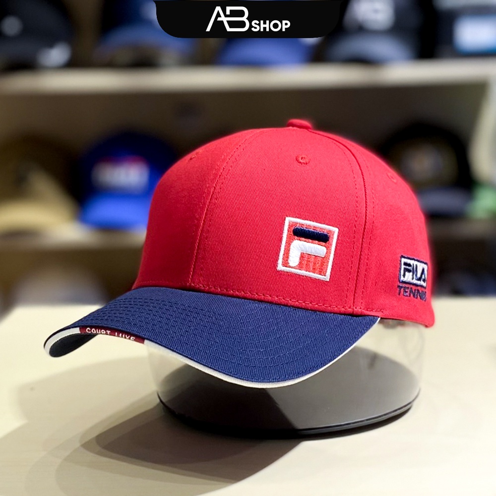 Mũ Lưỡi Trai FILA Cao Cấp 4 Màu Đen Đỏ Navy Trắng Phối Logo Basic AB-30201