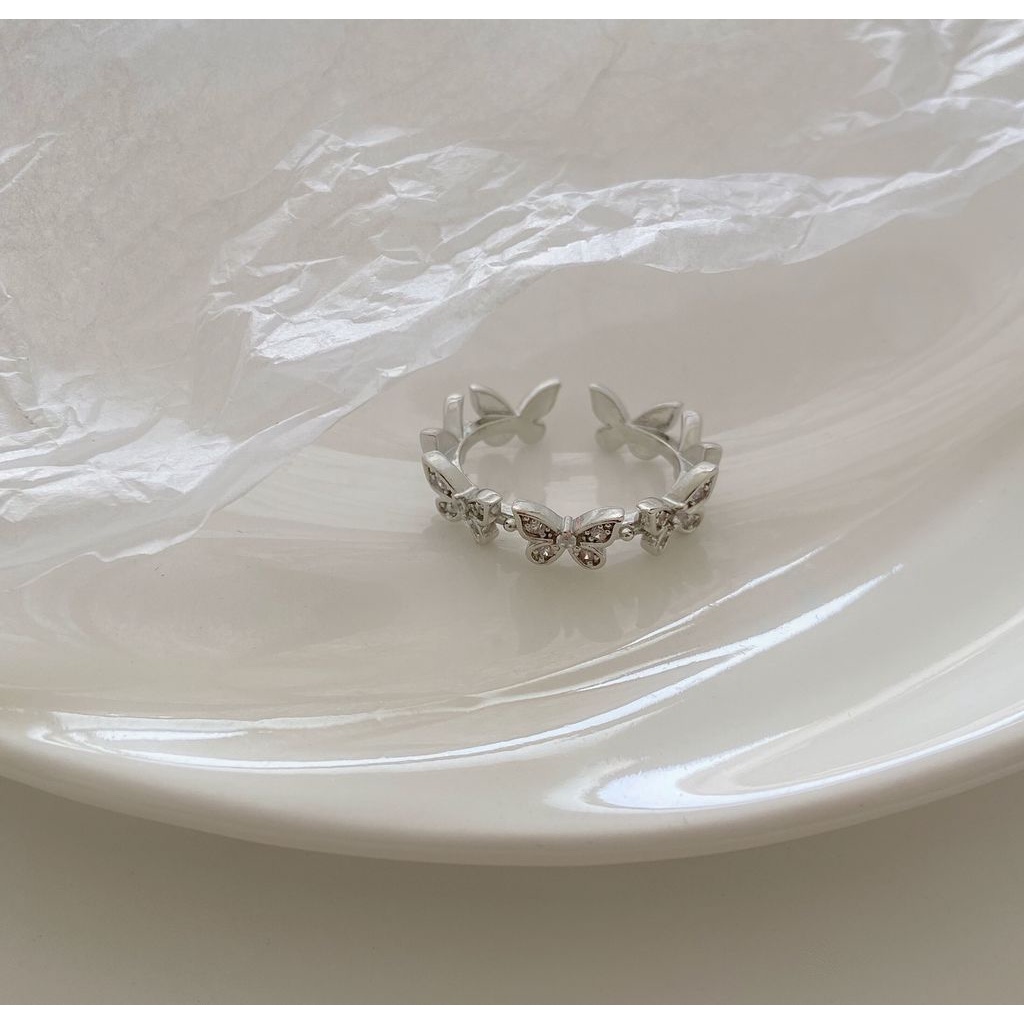 Nhẫn Hở Hình Bướm Đơn Giản Dễ Điều Chỉnh Phong Cách Hàn Quốc