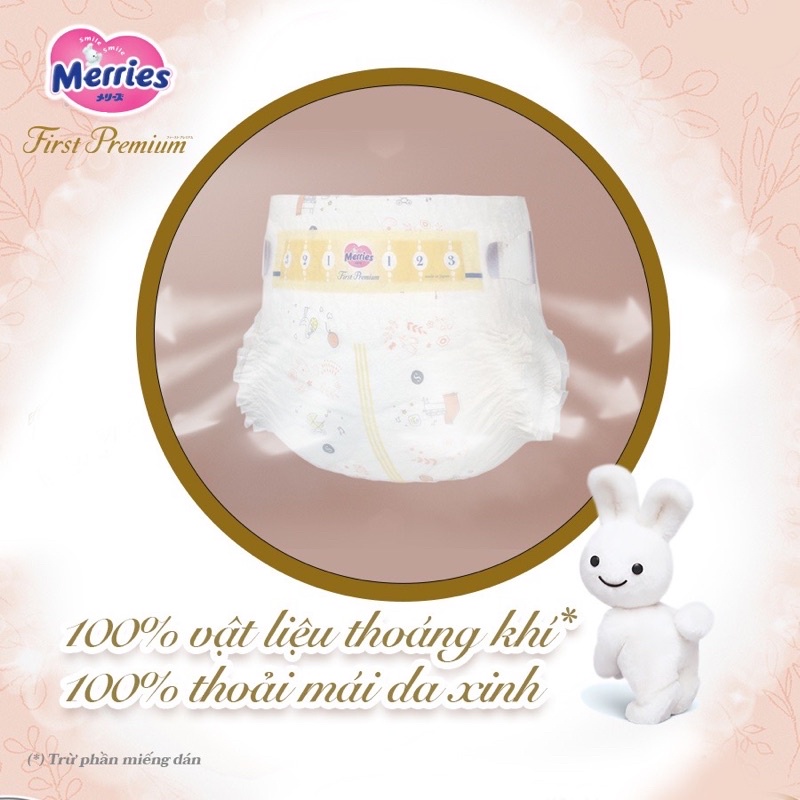Bỉm / Tã dán Merries First Premium NB66 / S60 / M48 - Chính hãng