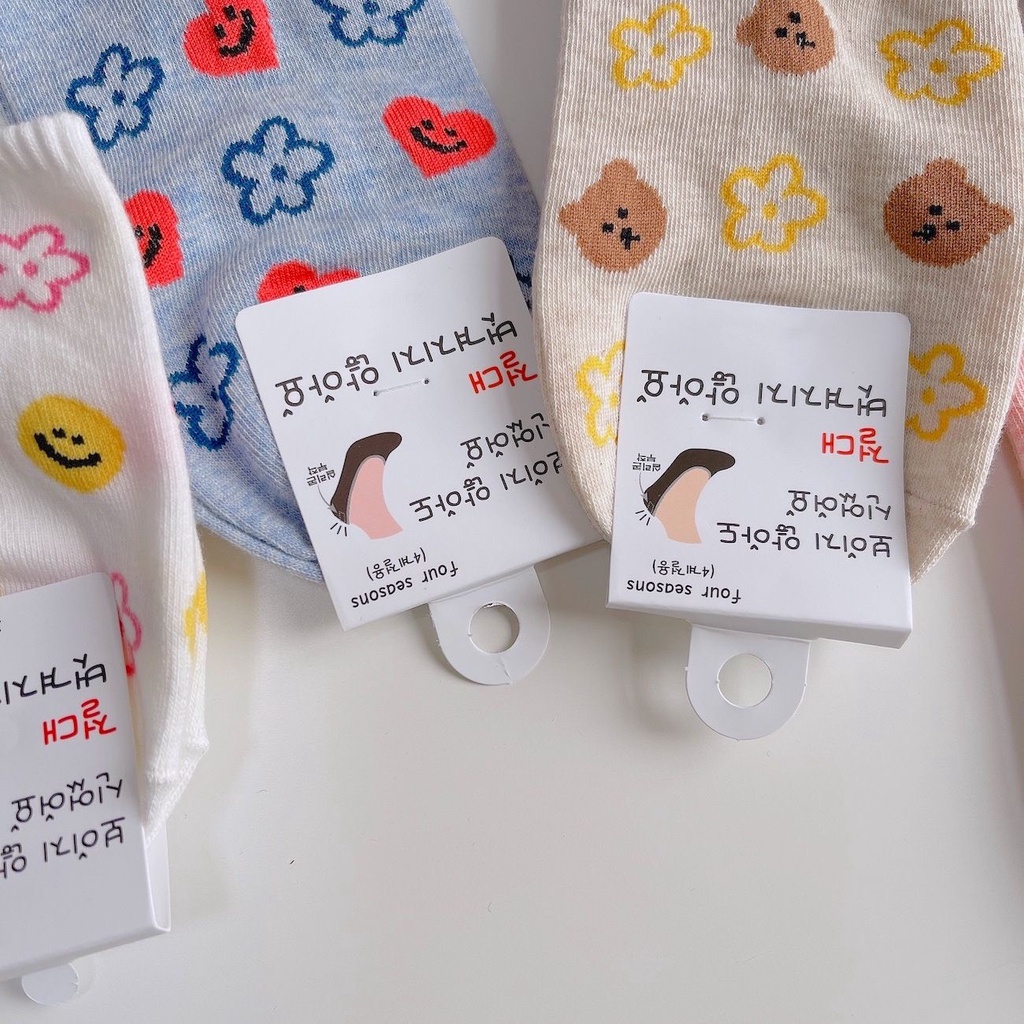 Tất Vớ Nữ Lười Hình Hoa Emoji Nhiều Màu Sắc Dễ Thương giá siêu rẻ mềm