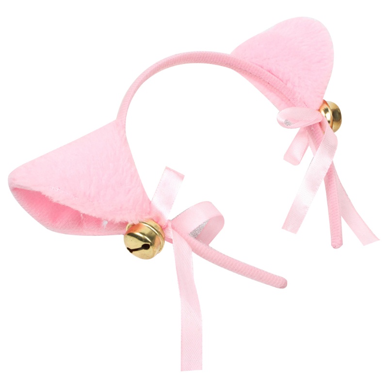 Băng Đô Tai Mèo Lông Xù Đính Nơ Nhiều Màu Và Chuông Đáng Yêu Dành Cho Nữ