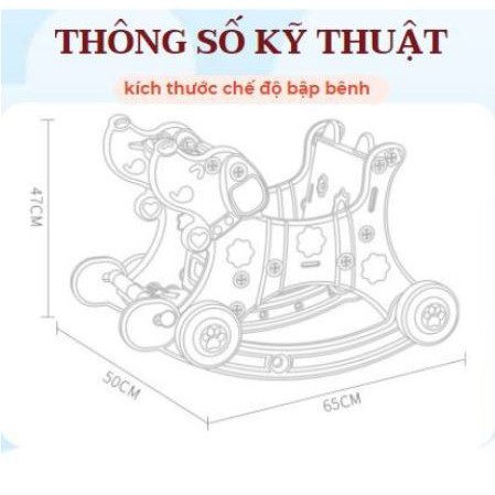 Xe Đẩy Bập Bênh 5 In 1 Đa Năng Cao Cấp Cho Bé_Ghế Ăn Dặm, Bàn Ăn, Đàn Piano Cho Bé từ 05 Tháng đến 4 Tuổi