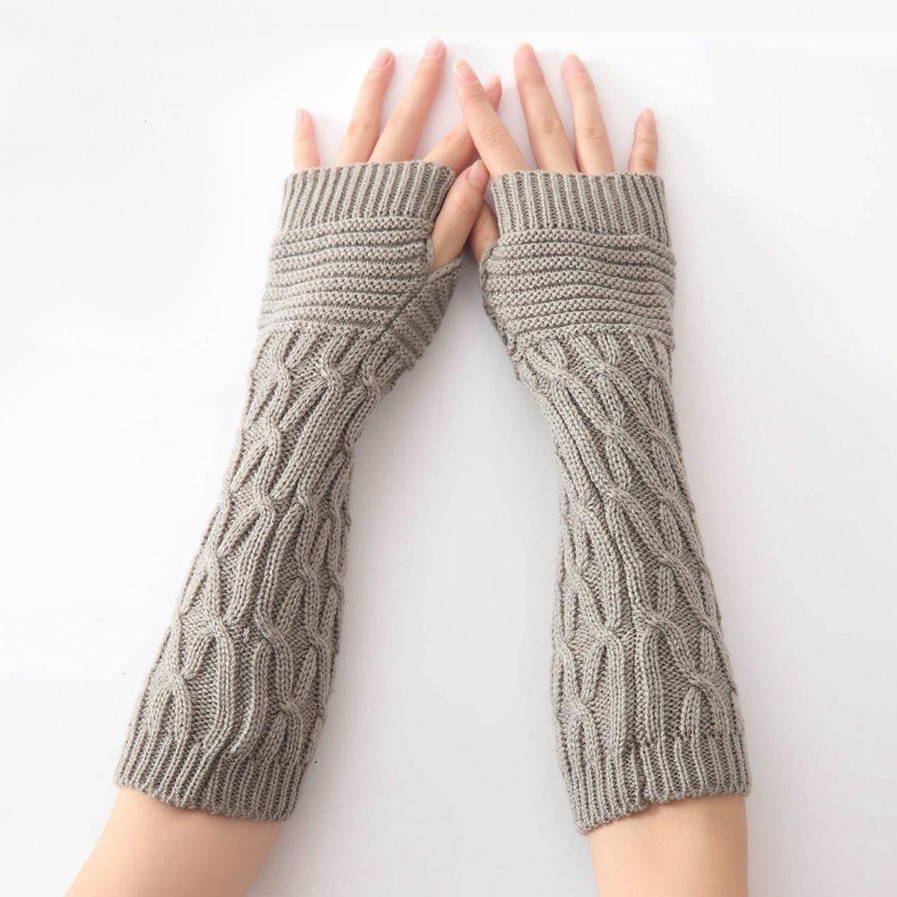 Găng Tay Dệt Kim Dài Co Giãn Màu Kẹo Ngọt Thời Trang