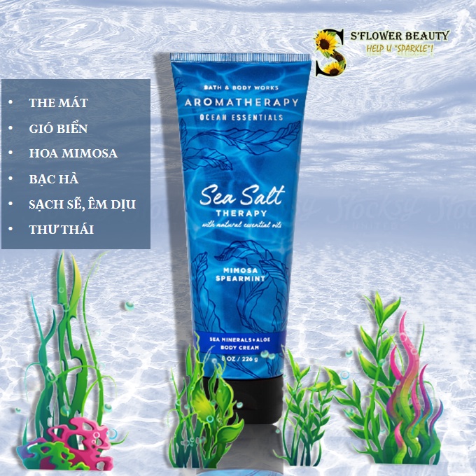 BST Ocean | Kem Dưỡng Thể Dòng Thư Giãn Bath &amp; Body Works Aromatherapy Body Cream - Relaxing | Meditative | Sea Salt