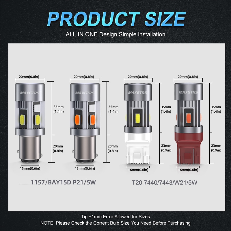 Set 2 đèn Led MAXGTRS T20 7443 W21 / 5W 7444N 7 BAY15D gắn phanh xe hơi